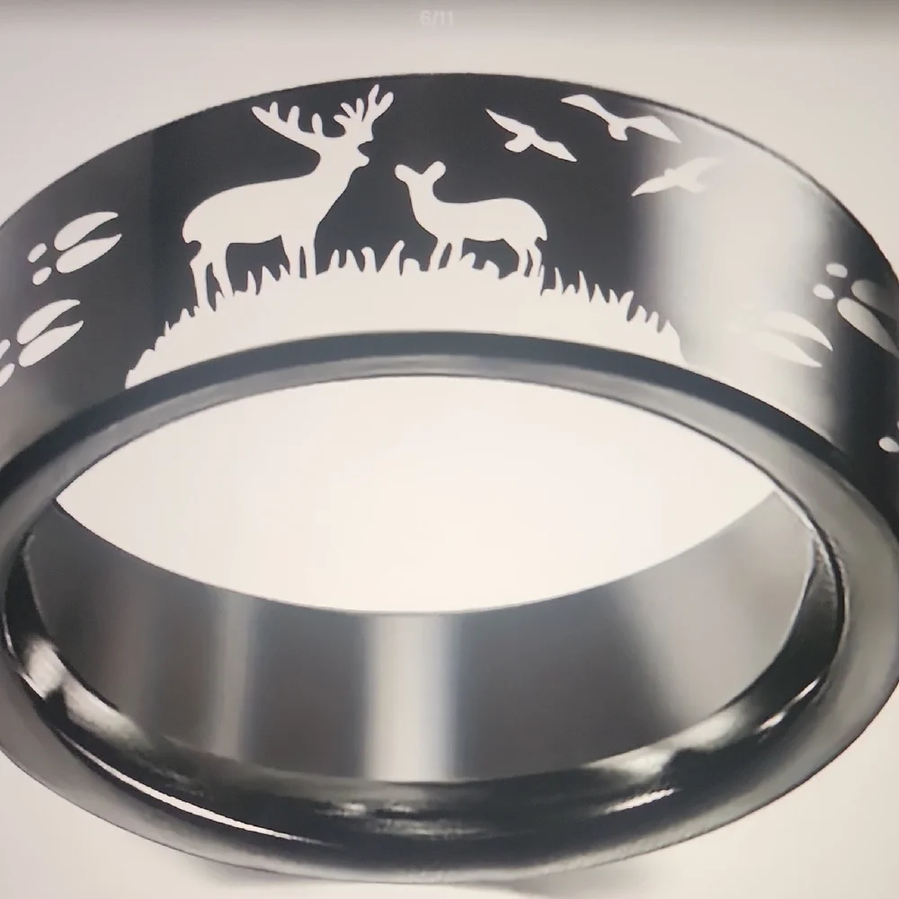Black Stainless Deer Ring 🦌